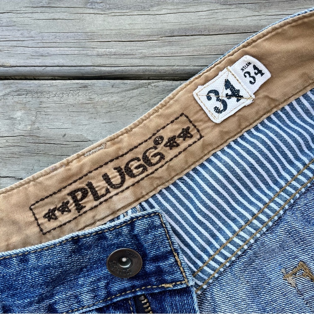 Vintage Plugg Denim Jeans Distressed Faded Mens Size 34